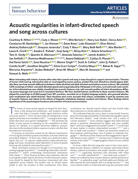 Acoustic regularities in infant-directed speech and song across cultures