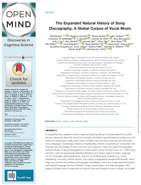 The Expanded Natural History of Song Discography, a global corpus of vocal music