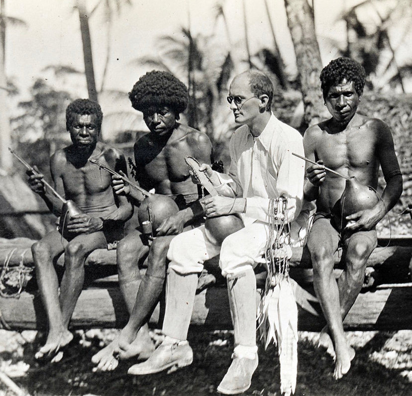 Anthropologist Bronislaw Malinowski conducting fieldwork in the Trobriand Islands in 1918